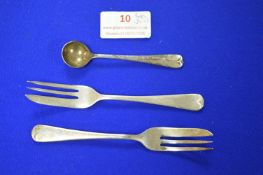 2x Hallmarked Silver Cake Fork and a Mustard Spoon ~45g total