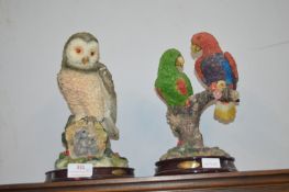 Juliano Collection Owl and Parrot Figures