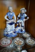 2x Pottery Figures and Glass Coaster