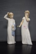 Nao Lladro Porcelain Figurines of Girl & Boy