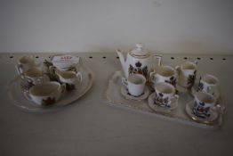 2x Vintage Miniature Tea Services Featuring British Royal Coates of Arms