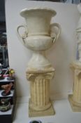 Grecian Urn Mounted on Classical Column Plinth