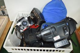 Vintage Photography Equipment Including Exacta RTL1000 35mm Camera, Video Cameras, etc.