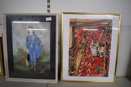 Original Framed Artwork Signed Y. Gilder, and a Framed Print