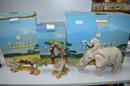 3x Tuskers Elephant Ornaments with Packaging