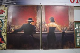 Pair of Canvas Art Prints “Cigar Bar” by Brent Lynch