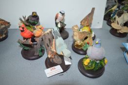 7x Pottery Bird Collection Figures