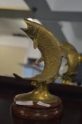 Brass Figure of a Leaping Salmon