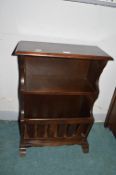 Vintage Oak Newspaper Rack and Shelf Unit