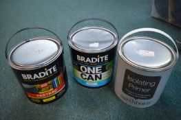*3x Assorted 2.5L Cans of Bradite and Earthborn Paints