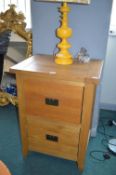Solid Oak Two Drawer Filing Chest (missing handles)