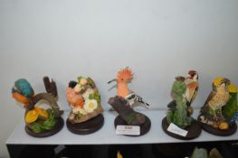 5x Pottery Bird Collection Figures