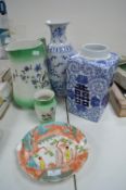 Chinese Style Vases and Plates