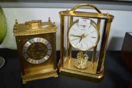 2x Brass Carriage Clocks Including Seiko