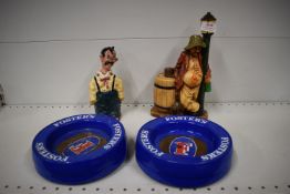 2x Bar Ornaments and 4x Vintage Fosters Ashtrays