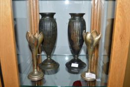 2x Pairs of Metal Vases