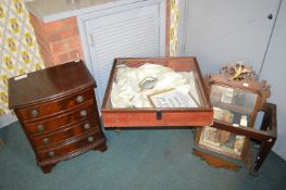 Pine Tabletop Shop Display Case plus Small Furniture (AF)