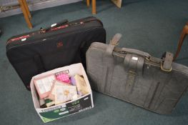 2x Suitcases and a Quantity of Lady’s Handkerchiefs and Toiletries