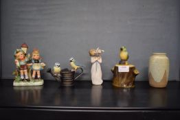 Set of Five Garden Themed Ornaments Including Willow Tree, Trinket Pot, etc.