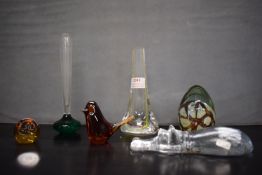 Quantity of Glass Ornaments, Vases, and Paperweights