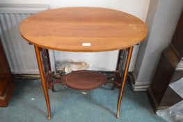 Edwardian Inlaid Mahogany Oval Occasional Table with Lyre Ends