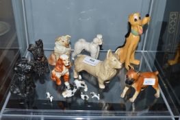 Pottery and Coal Dog Figure by Beswick and Sylvac etc.