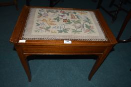 Edwardian Mahogany Piano Stool with Tapestry Upholstery