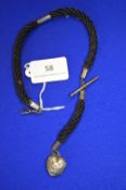 Victorian Mourning Fob with Woven Human Hair and Silver Fixings & Locket - Hallmarked Birmingham