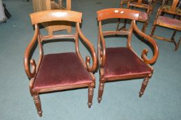 Pair of Victorian Mahogany Armchairs