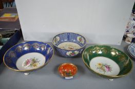 Coalport and Doulton Dishes, plus Small Wedgwood Fairyland Lustre Bowl