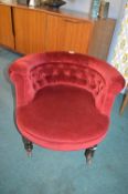 Victorian Velvet Upholstered Low Tub Chair