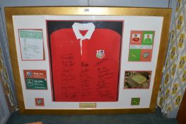 British Lions 1974 Signed Team Rugby Shirt with Framed Memorabilia