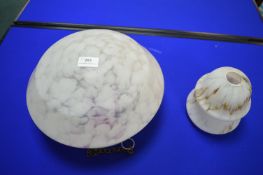 1930’s Coloured Glass Ceiling Light Shade, and 1x Small Lampshade