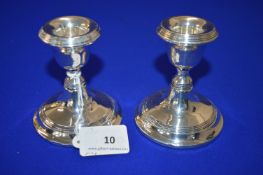 Pair of Hallmarked Silver Candlesticks with Filled Bases - Birmingham 1919