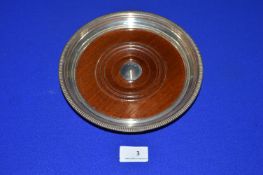 Large Silver & Oak Coaster - Hallmarked Birmingham 1973