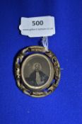 Victorian Double Sided Mouring Brooch with Carved Antler Reindeer Design on Reverse