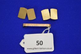 Pair of 9ct Gold Cufflinks and a Tiepin, ~4.9g total