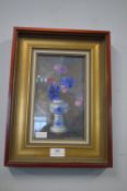 Small Framed Oil on Board Floral Study by Leonard Beard 1987
