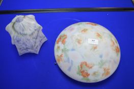 1930’s Coloured Glass Ceiling Light Shades, and a Smale Table Lamp Shade