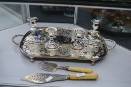 EPNS Tray, Salad Service, and Candlesticks