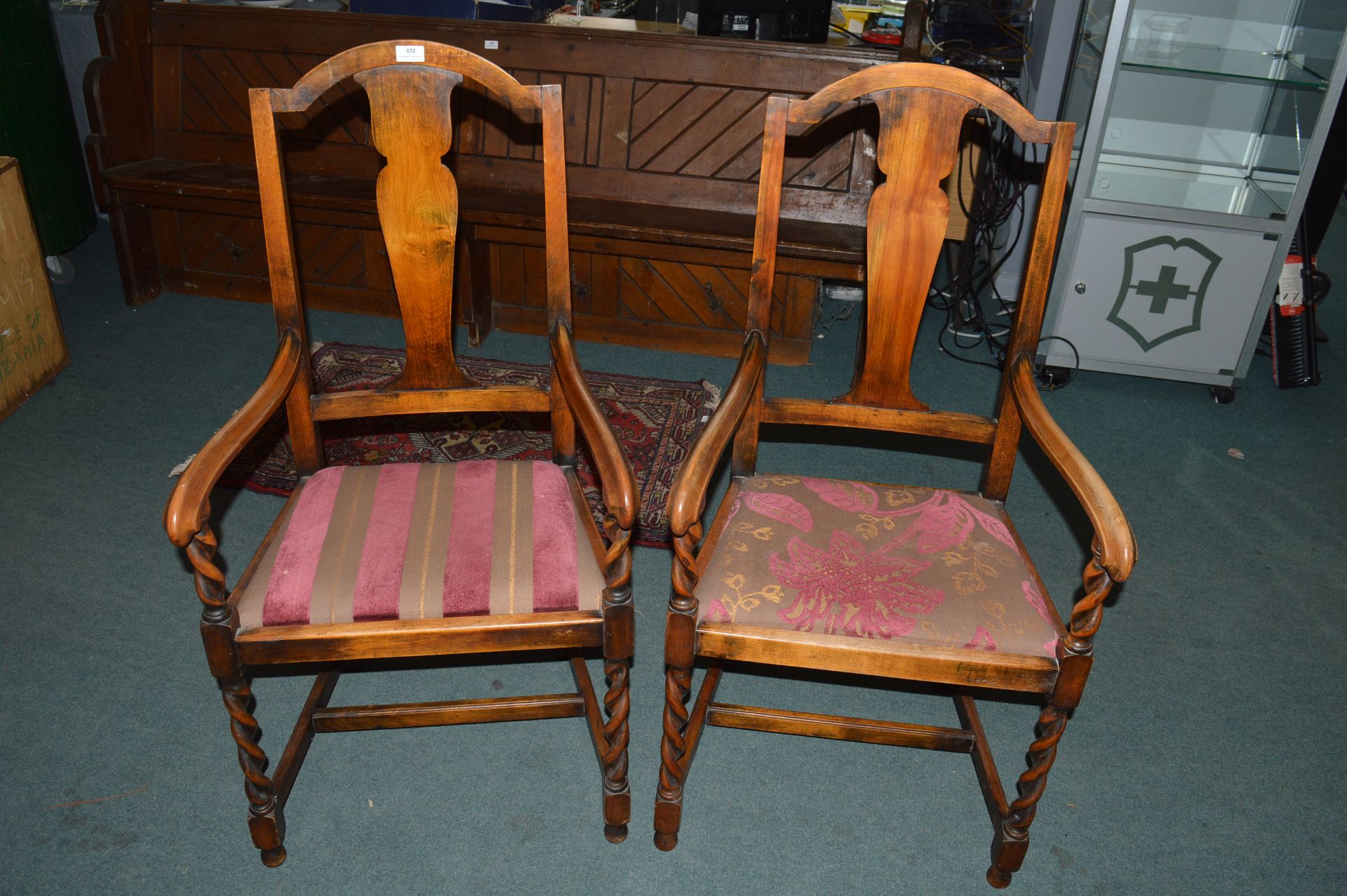 Pair of Large Mahogany Barley Twist Armchairs