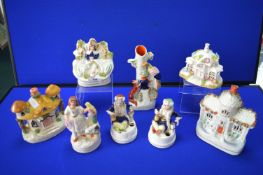 Victorian Staffordshire Flatback Pastille Burners and Spill Vases, etc.