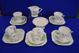 Shell Crocus Pattern Art Deco Part Tea Set 18pcs