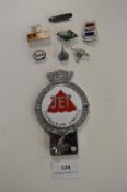 Motoring Enamel Lapel Badges, and Jet Petroleum Car Mascot