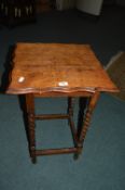 Edwardian Oak Square Barley Twist Occasional Table