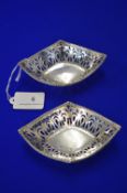 Pair of Hallmarked Silver Pierced Dishes - Birmingham 1909, ~60g total