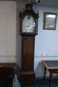 Oak Long Cased Clock with Painted Face