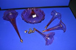 Victorian Cranberry Glass Epergne (AF requires restoration)
