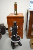 CTS Microscope Model M70240 with Oak Case, and a Victorian Telescope