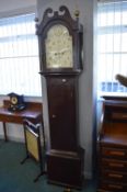 Yorkshire Longcase Clock by J. Hunter of Bridlington with Oak Case and Mahogany Painted Face (some
